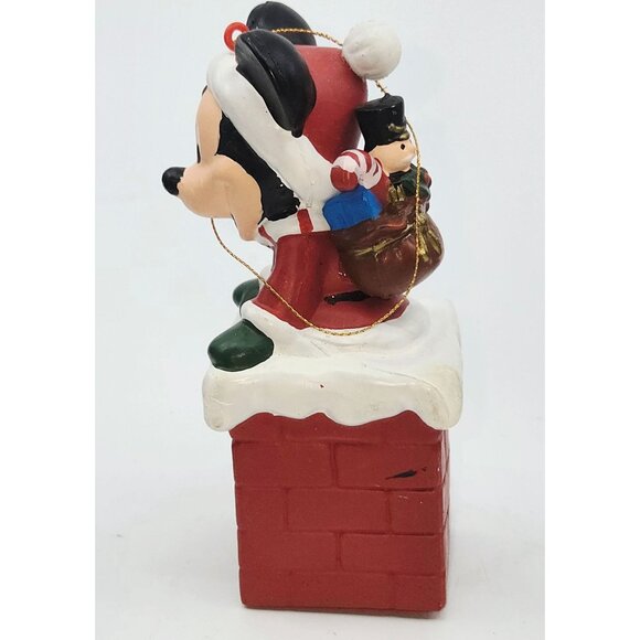 Vtg Mickey Mouse Christmas Ornament Santa On Chimney 4 Inches - Picture 2 of 5